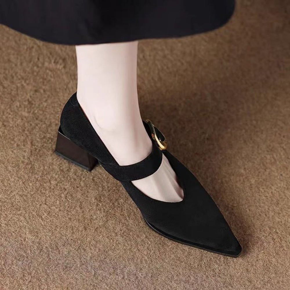 ベロア調ストラップパンプス|オフィスカジュアル レディース 通販【ミレジェネ】