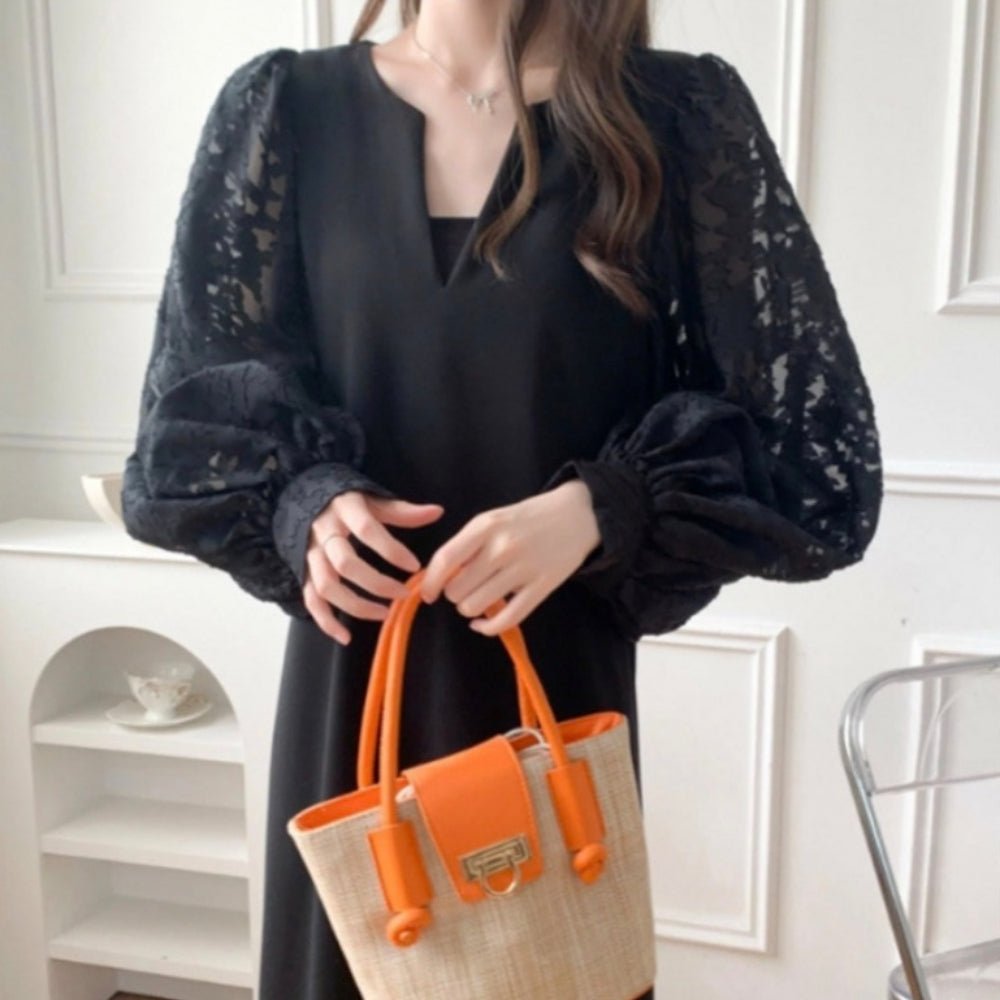 バルーンスリーブストレートラインワンピース|オフィスカジュアル レディース 通販【ミレジェネ】