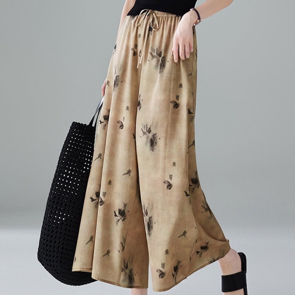 ウエストシャーリングリーフ柄パンツ|オフィスカジュアル レディース 通販【ミレジェネ】