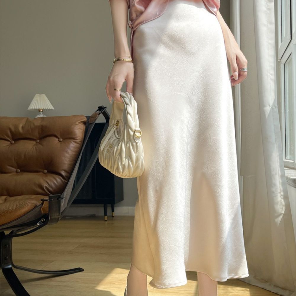 ジャガードサテンスカート|オフィスカジュアル レディース 通販【ミレジェネ】