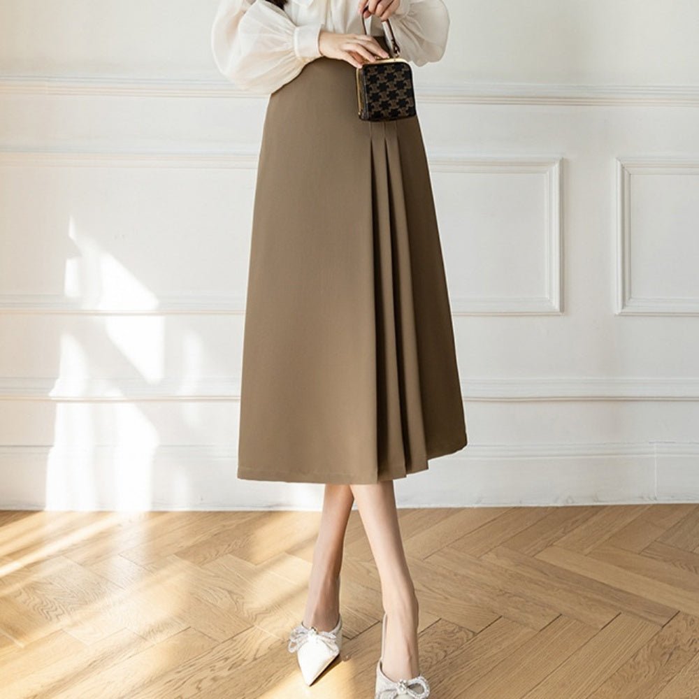 プリーツラインロングスカート|オフィスカジュアル レディース 通販【ミレジェネ】