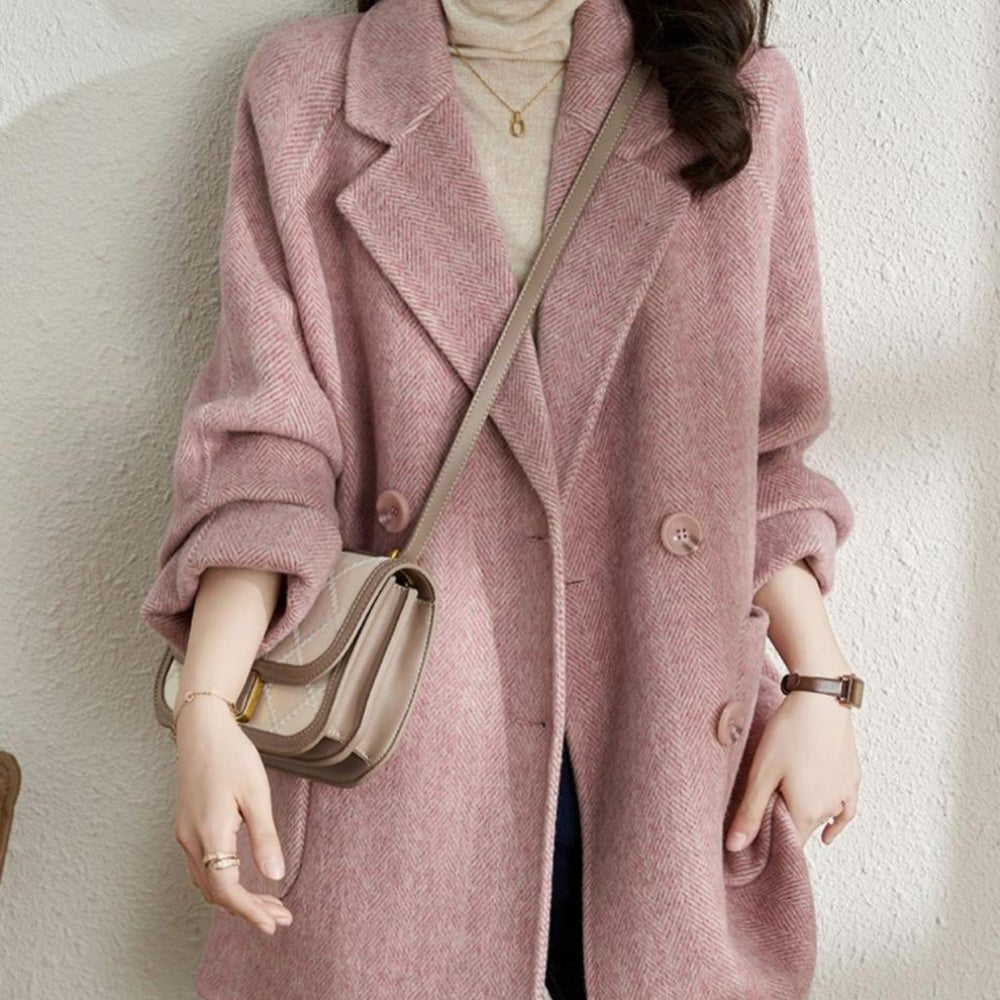 ヘリンボーンダブルブレストコート|オフィスカジュアル レディース 通販 Millennial Generation【ミレジェネ】