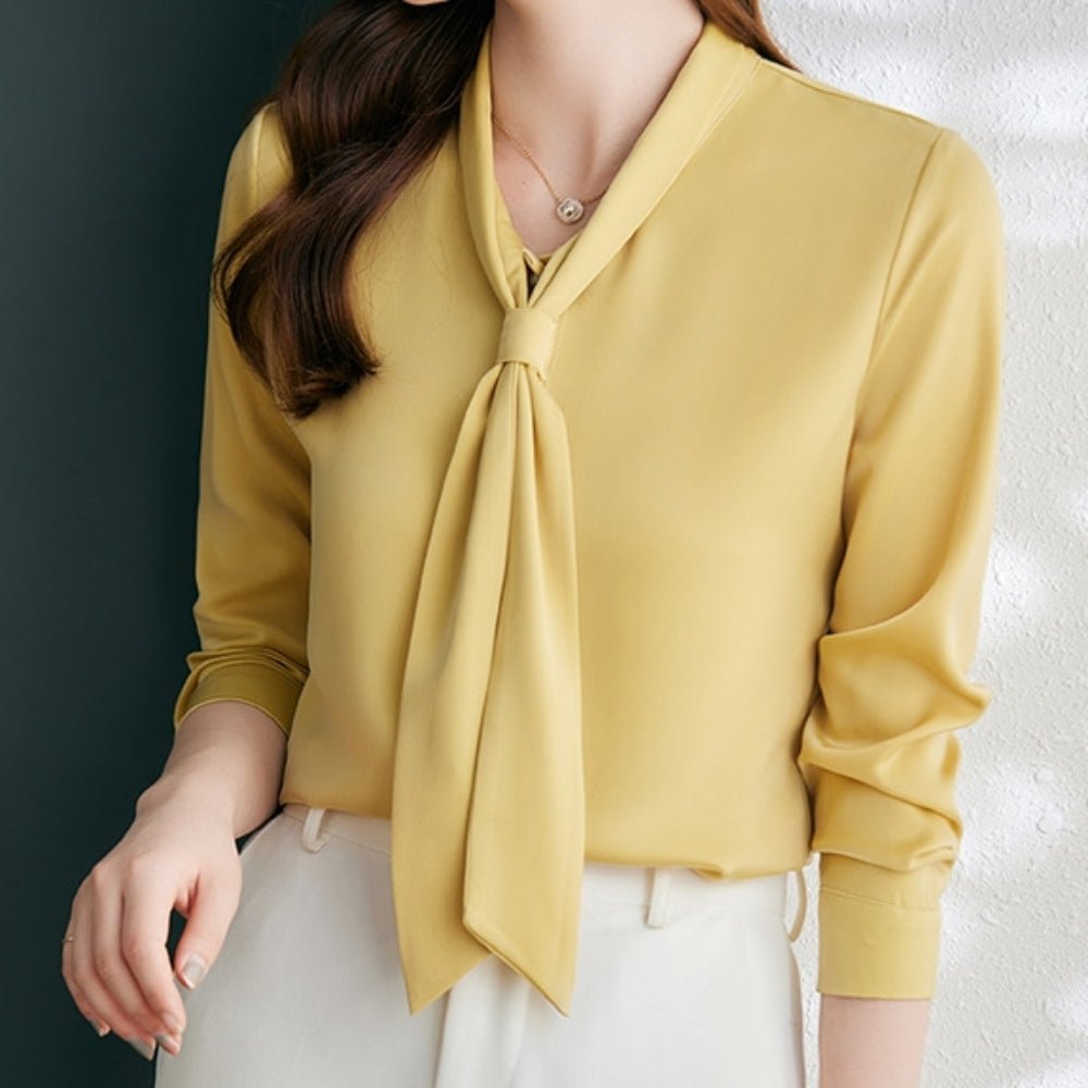 長袖ボウタイブラウス|オフィスカジュアル レディース 通販【ミレジェネ】