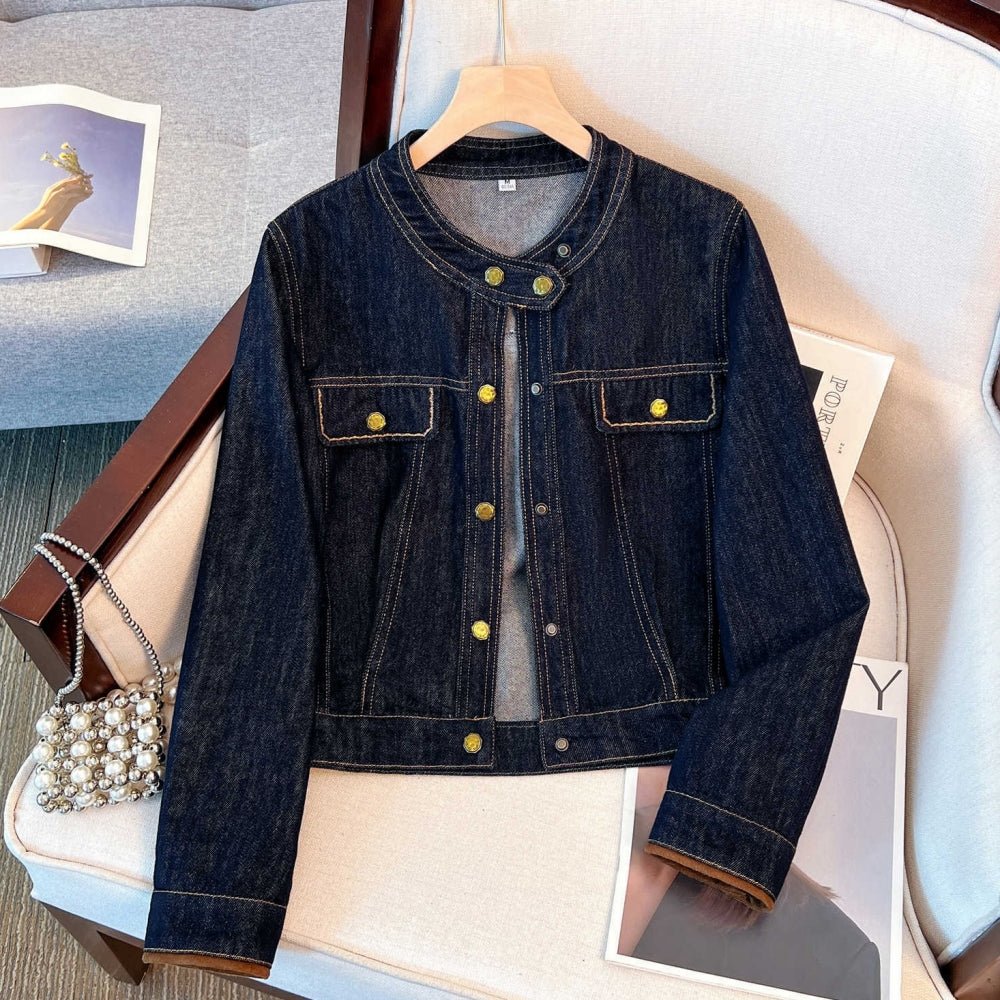 ノーカラーデニムジャケット|オフィスカジュアル レディース 通販【ミレジェネ】