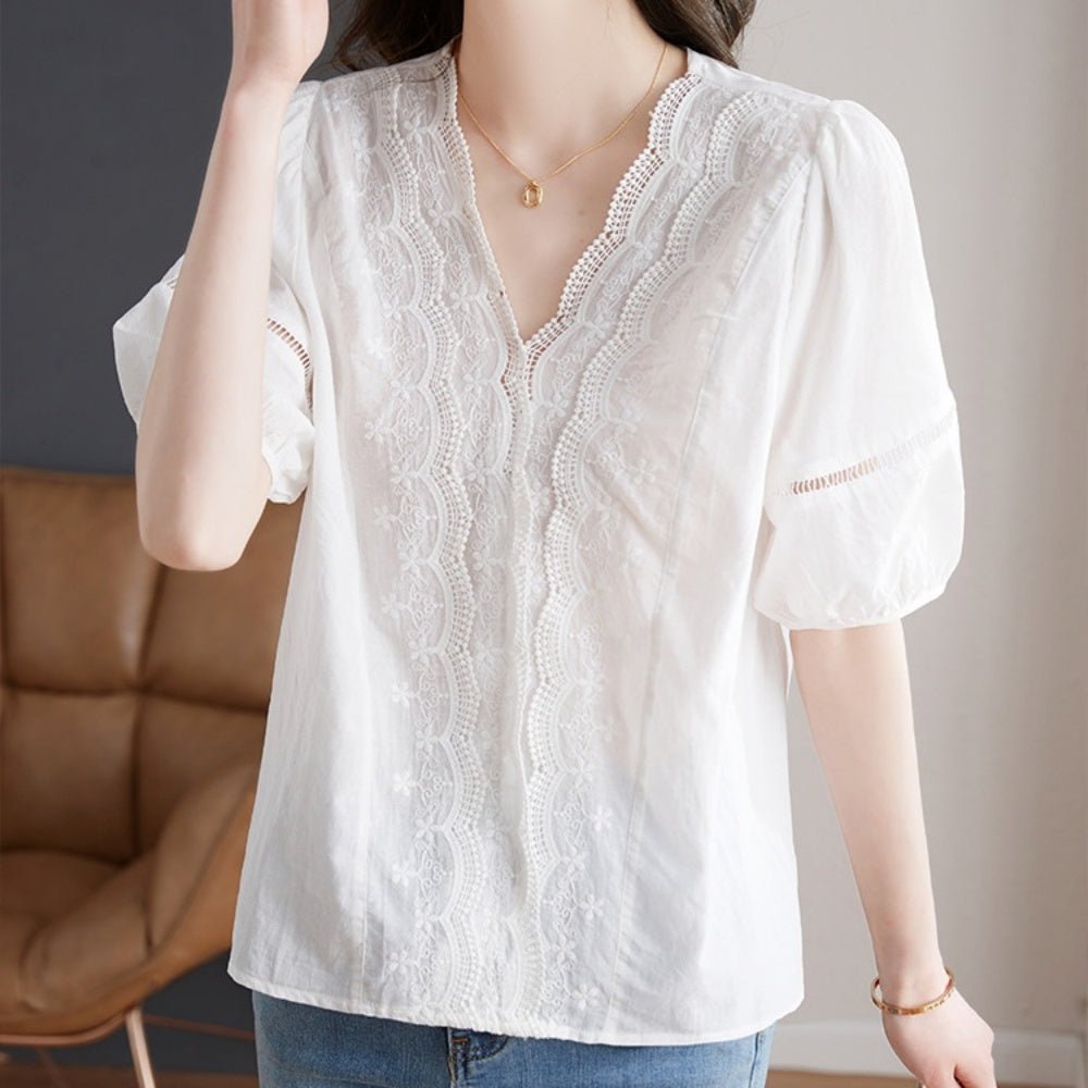 スカラップレースブラウス|オフィスカジュアル レディース 通販【ミレジェネ】