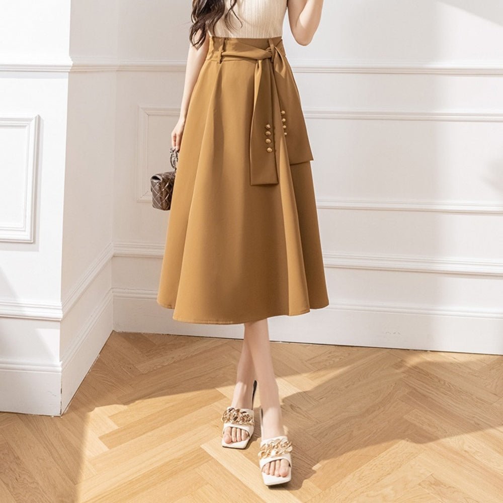 ウエストリボンフレアスカート|オフィスカジュアル レディース 通販【ミレジェネ】