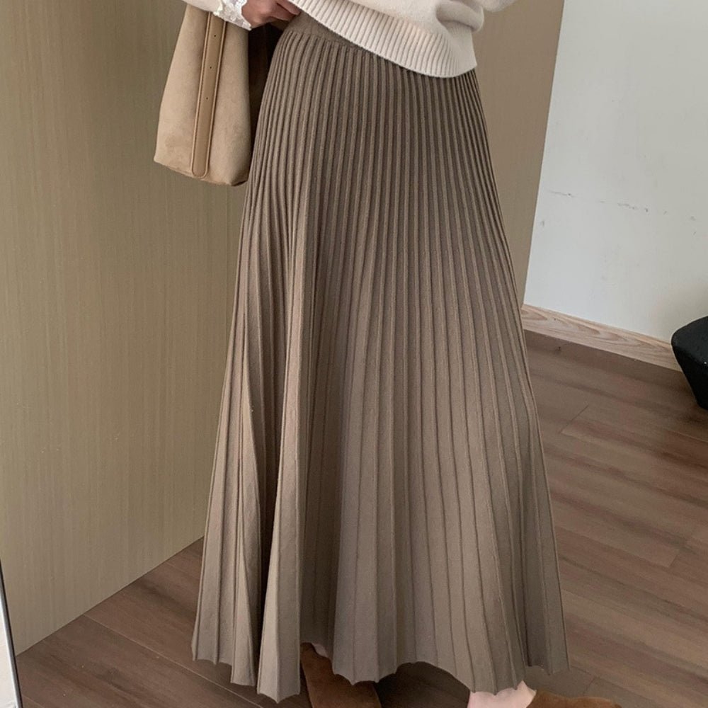 プリーツニットマキシスカート|オフィスカジュアル レディース 通販【ミレジェネ】