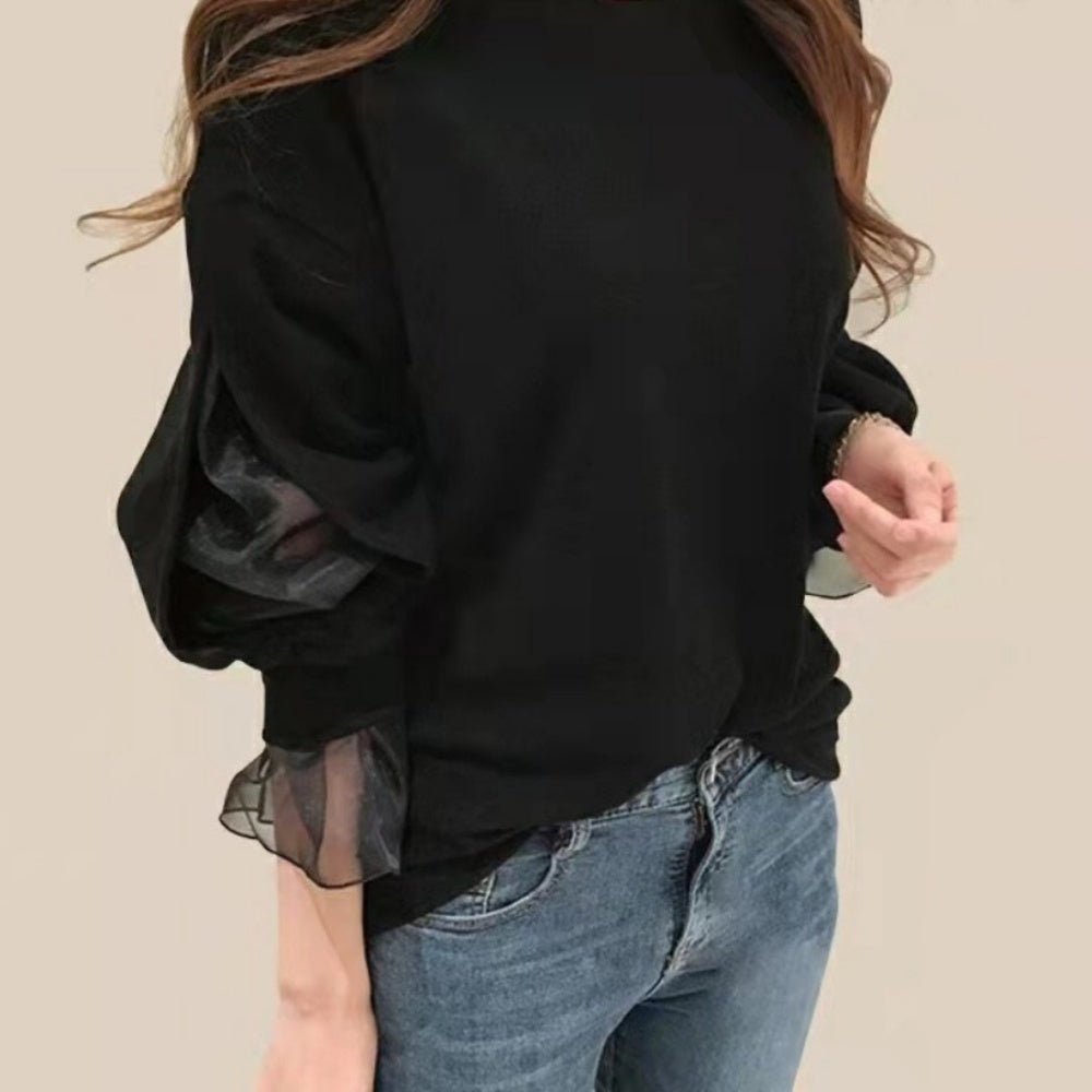 ラウンドネックフリル袖ニット|オフィスカジュアル レディース 通販 Millennial Generation【ミレジェネ】