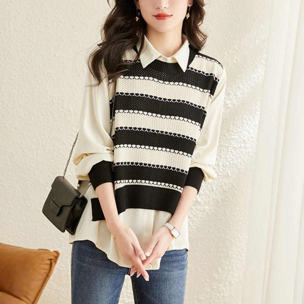 ストライプベストドッキングシャツ|オフィスカジュアル レディース 通販【ミレジェネ】