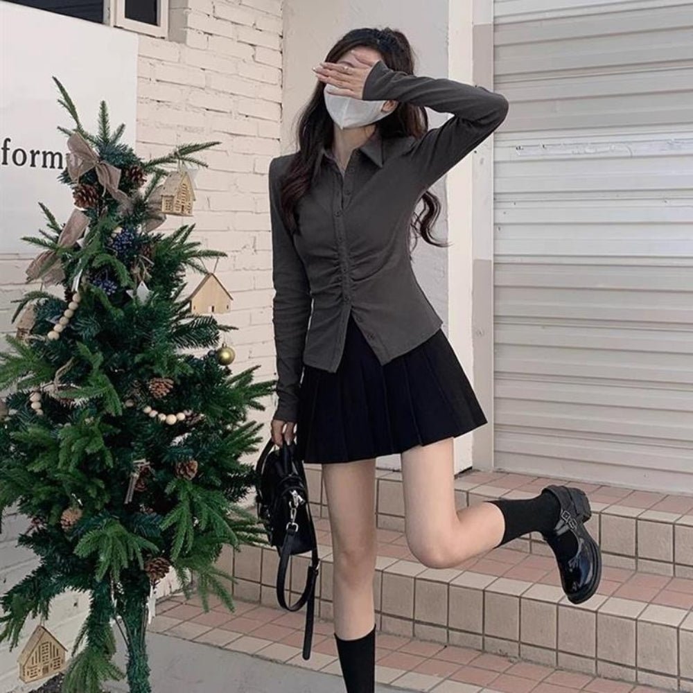 フロントギャザーシャツブラウス|オフィスカジュアル レディース 通販【ミレジェネ】