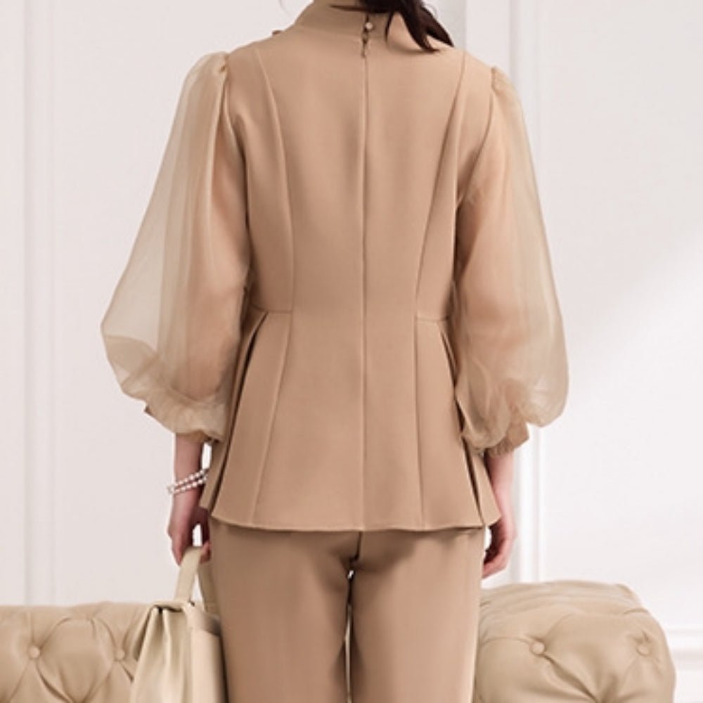 パフスリーブリボンセットアップ|オフィスカジュアル レディース 通販【ミレジェネ】