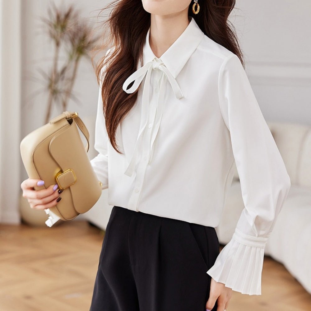袖フレアリボンブラウス|オフィスカジュアル レディース 通販【ミレジェネ】
