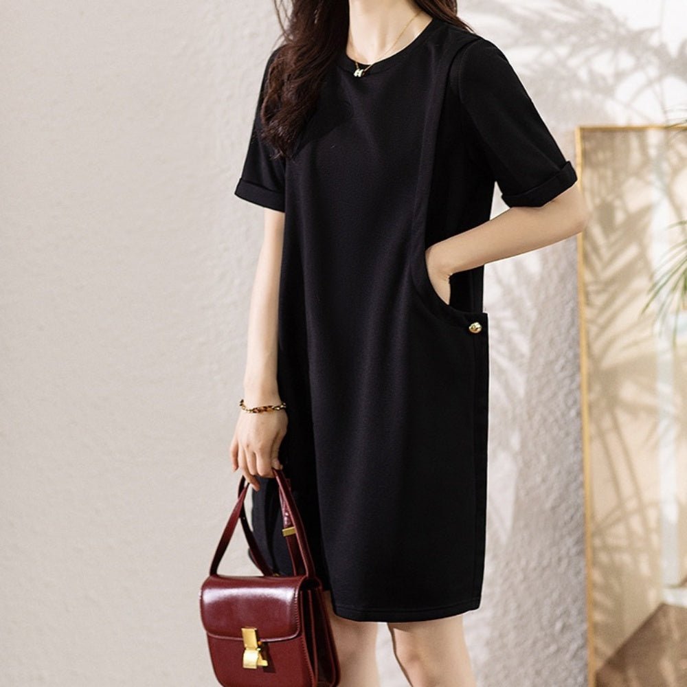 ラウンドカラー半袖ワンピース|オフィスカジュアル レディース 通販【ミレジェネ】