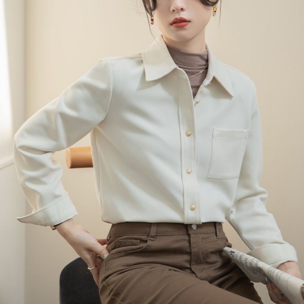 金釦コーデュロイシャツ|オフィスカジュアル レディース 通販【ミレジェネ】