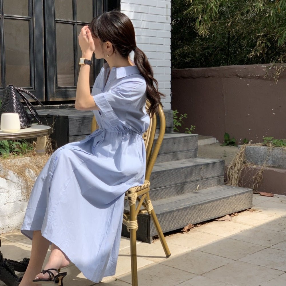 襟付き前ボタン半袖シャツワンピース|オフィスカジュアル レディース 通販 Millennial Generation【ミレジェネ】