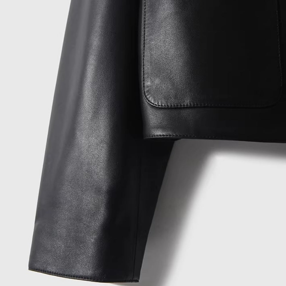 ノーカラーレザージャケット|オフィスカジュアル レディース 通販【ミレジェネ】