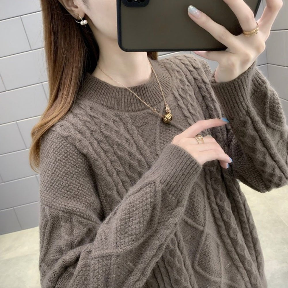 モックネックケーブル編ミドルゲージニット|オフィスカジュアル レディース 通販 Millennial Generation【ミレジェネ】