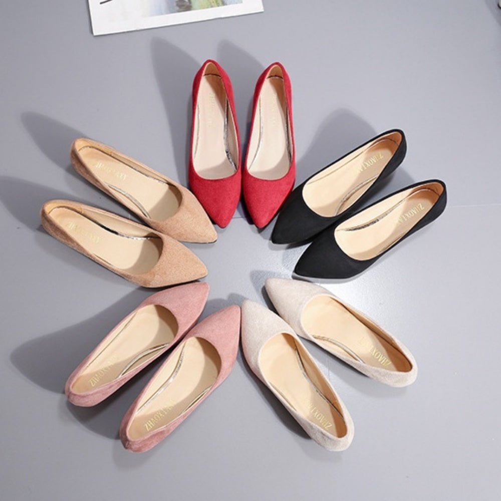 スエードローヒールポインテッドトゥパンプス|オフィスカジュアル レディース 通販【ミレジェネ】