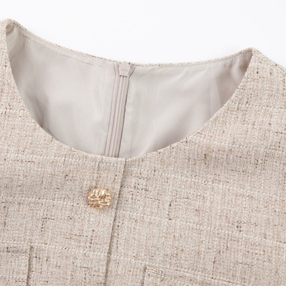 ノーカラーツイードワンピース|オフィスカジュアル レディース 通販 Millennial Generation【ミレジェネ】