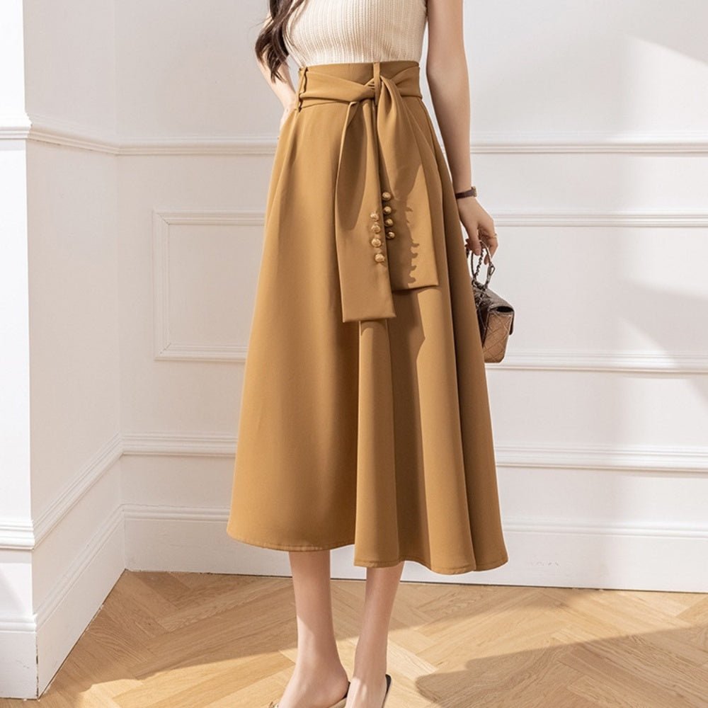 ウエストリボンフレアスカート|オフィスカジュアル レディース 通販【ミレジェネ】