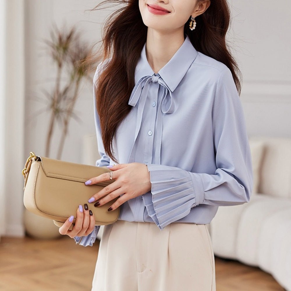 袖フレアリボンブラウス|オフィスカジュアル レディース 通販【ミレジェネ】