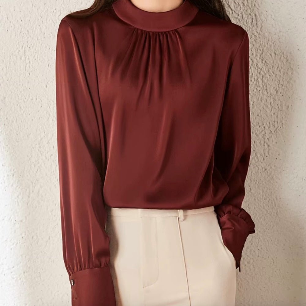 ハイネックサテンブラウス|オフィスカジュアル レディース 通販【ミレジェネ】