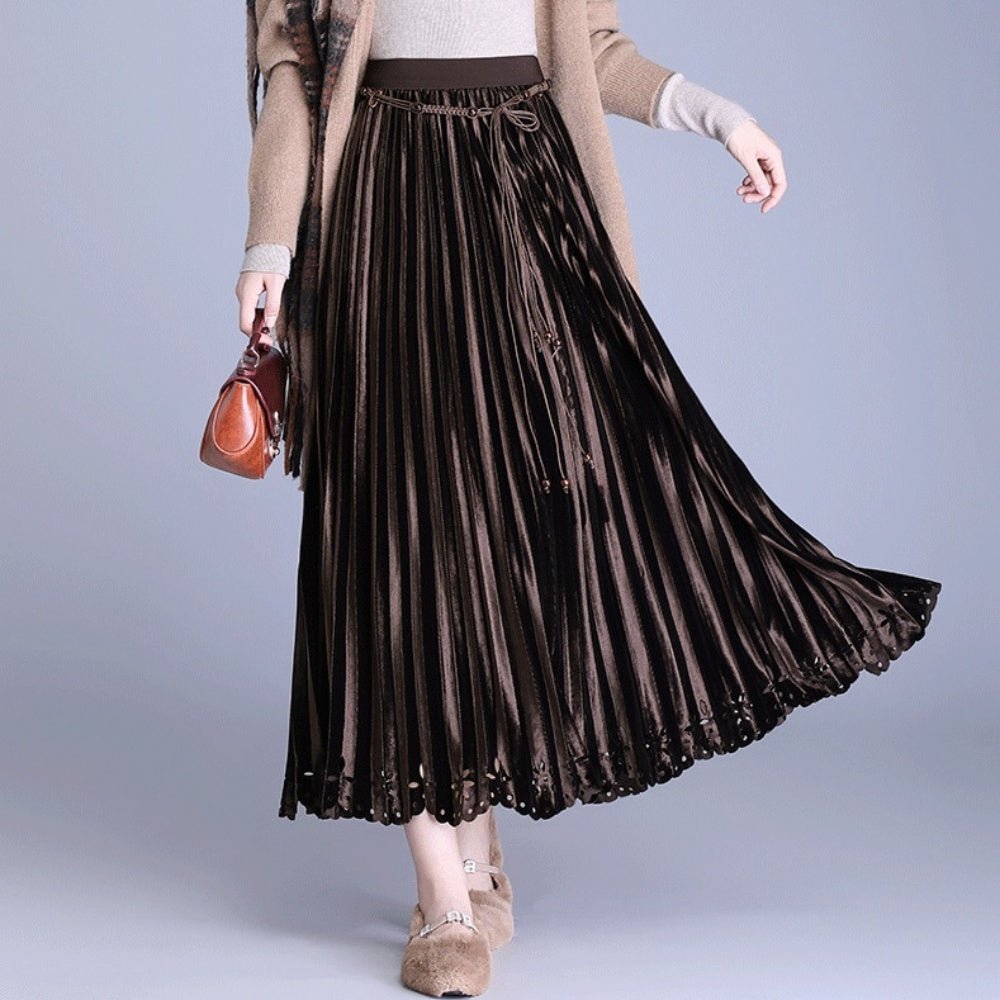 ベルベットプリーツロングスカート|オフィスカジュアル レディース 通販【ミレジェネ】