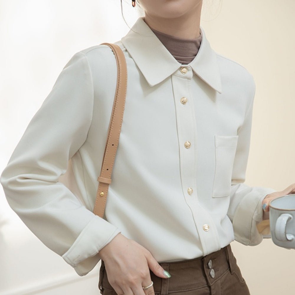 金釦コーデュロイシャツ|オフィスカジュアル レディース 通販【ミレジェネ】