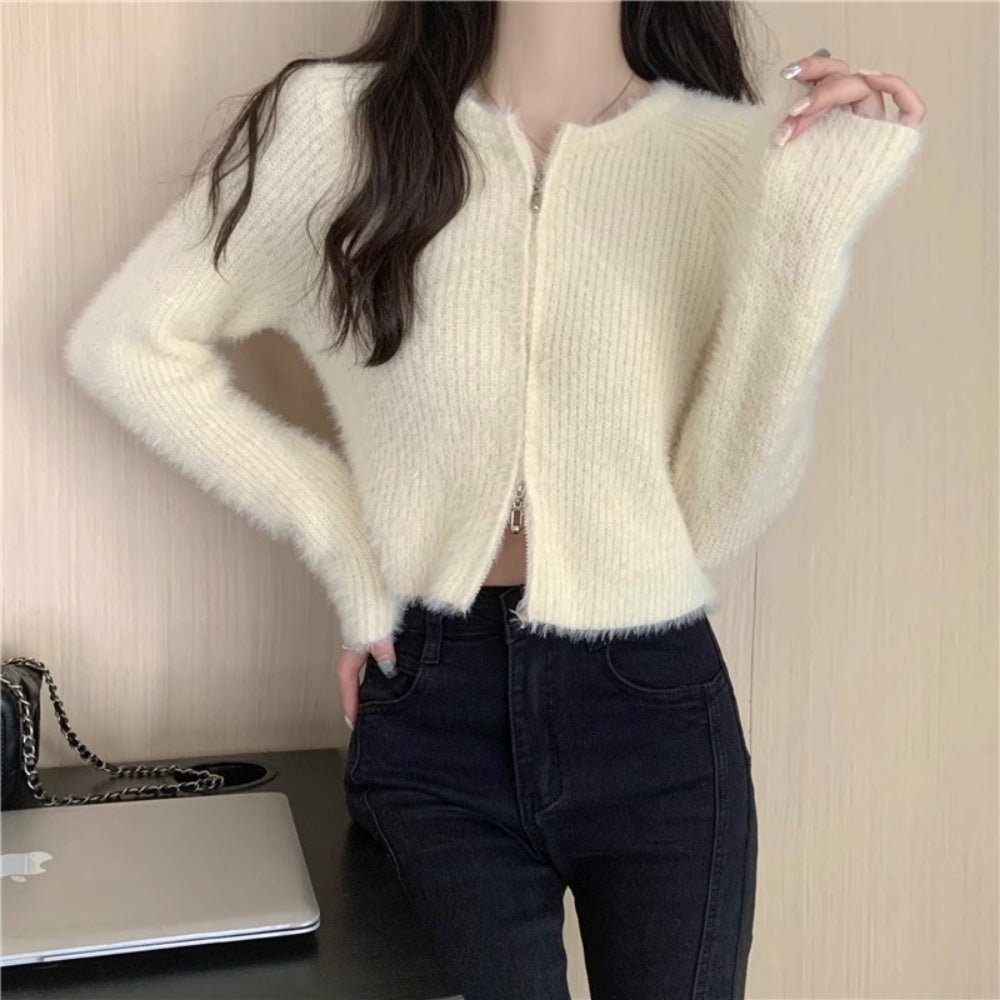 シャギージップアップカーディガン|オフィスカジュアル レディース 通販【ミレジェネ】