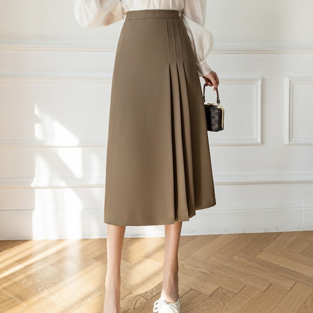 プリーツラインロングスカート|オフィスカジュアル レディース 通販【ミレジェネ】