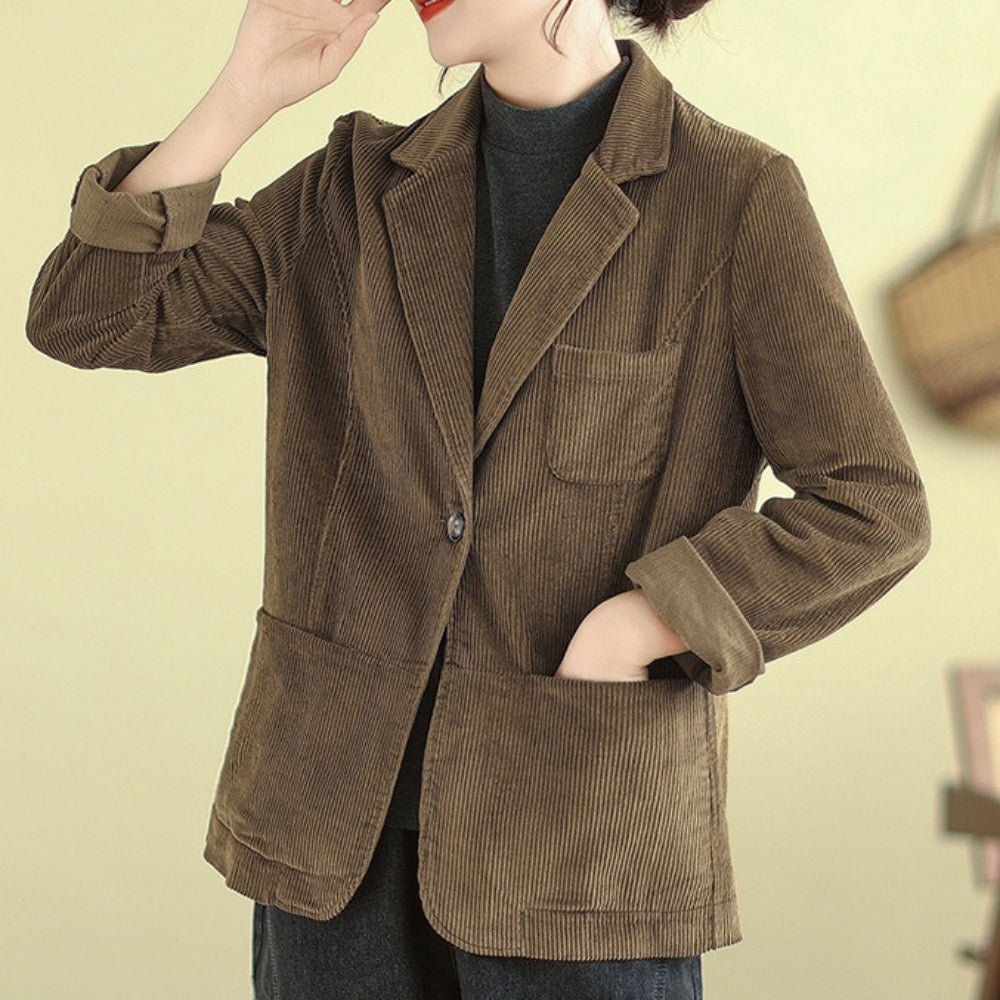 オフィスカジュアル 秋 テーラードカラーコーデュロイジャケット ミレジェネ