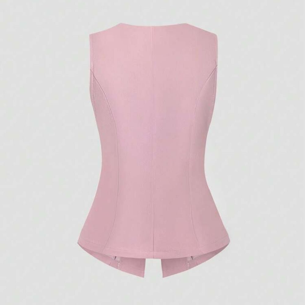 ゴールドボタンラウンドネックベスト|オフィスカジュアル レディース 通販【ミレジェネ】