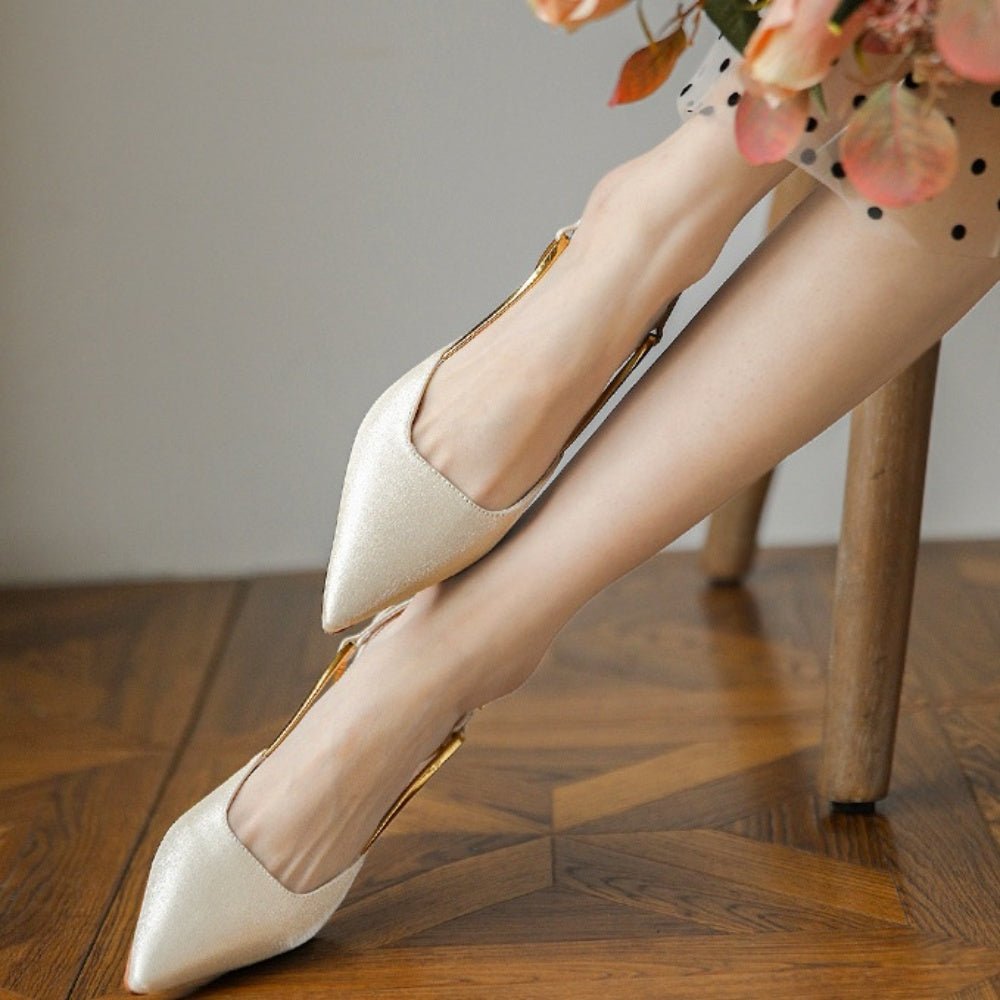 ヒールデザインゴールドモチーフパンプス|オフィスカジュアル レディース 通販【ミレジェネ】