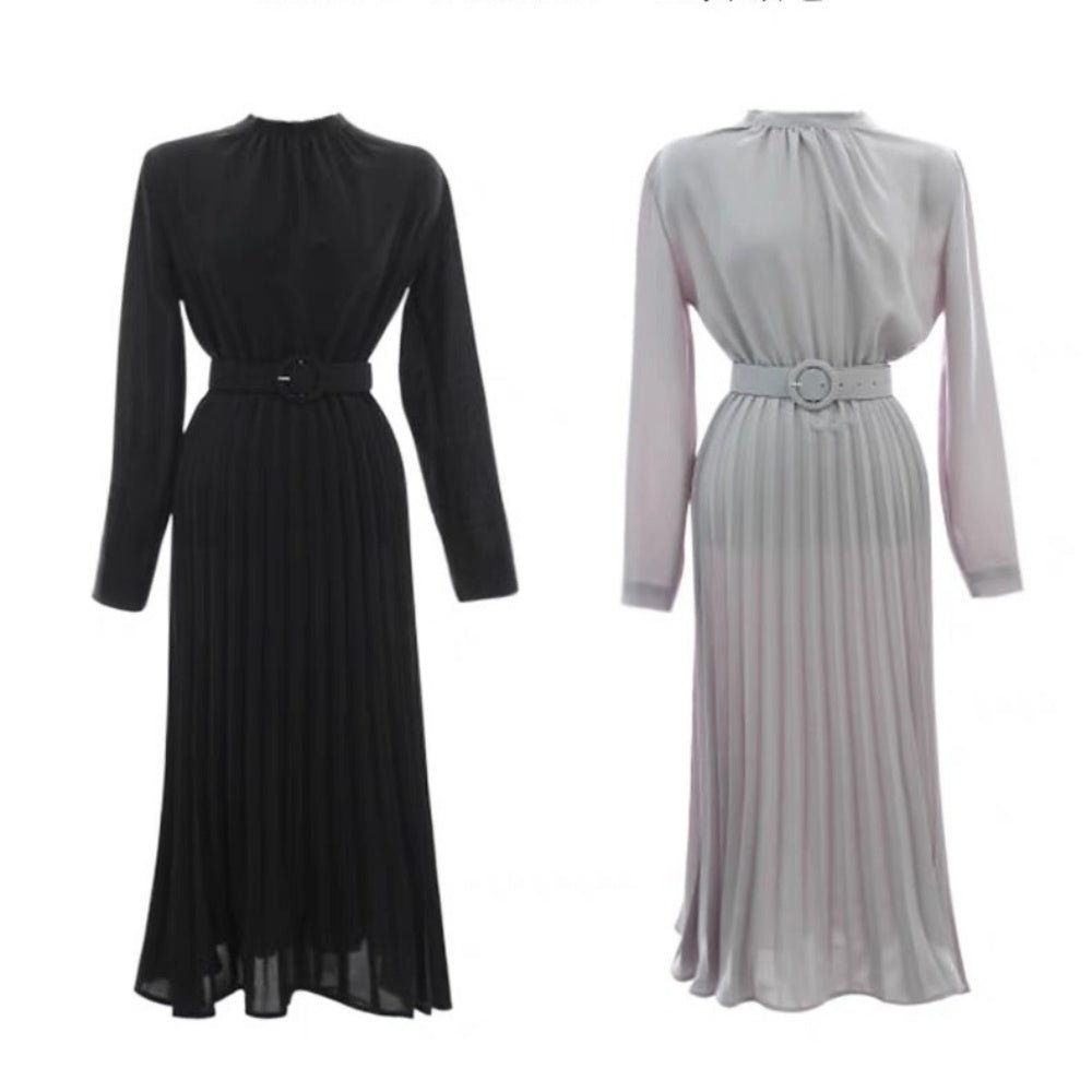 後ろリボンベルト付きプリーツワンピース|オフィスカジュアル レディース 通販【ミレジェネ】