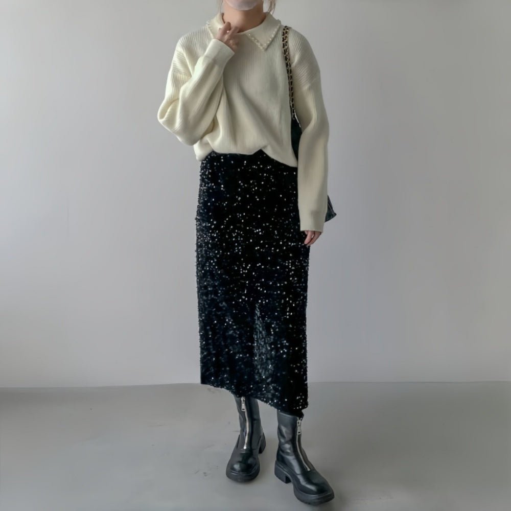 襟パールデザインシンプルニット|オフィスカジュアル レディース 通販 Millennial Generation【ミレジェネ】