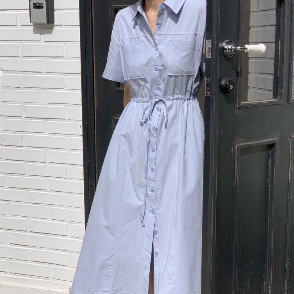 襟付き前ボタン半袖シャツワンピース|オフィスカジュアル レディース 通販 Millennial Generation【ミレジェネ】