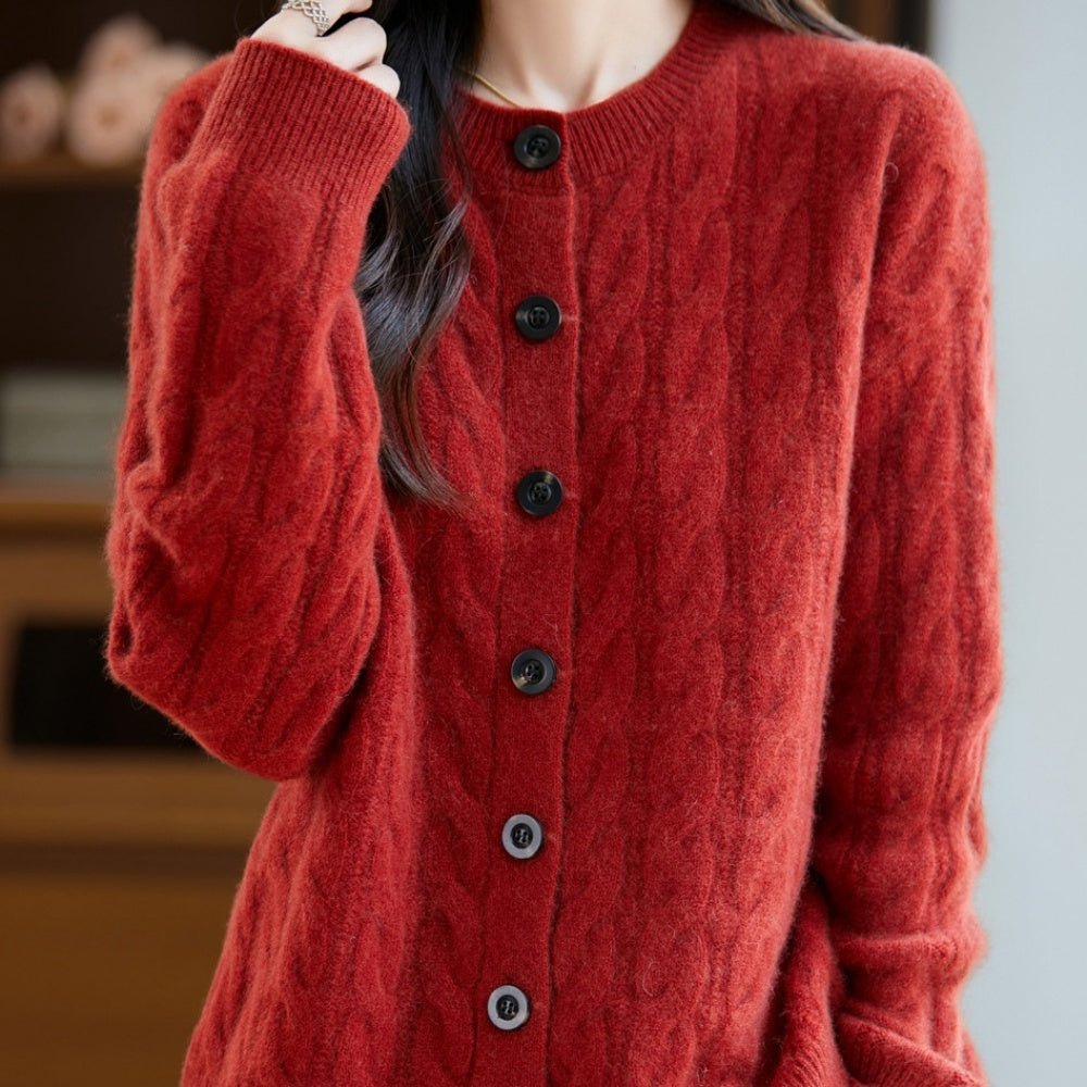 ウールケーブルニットカーディガン|オフィスカジュアル レディース 通販【ミレジェネ】