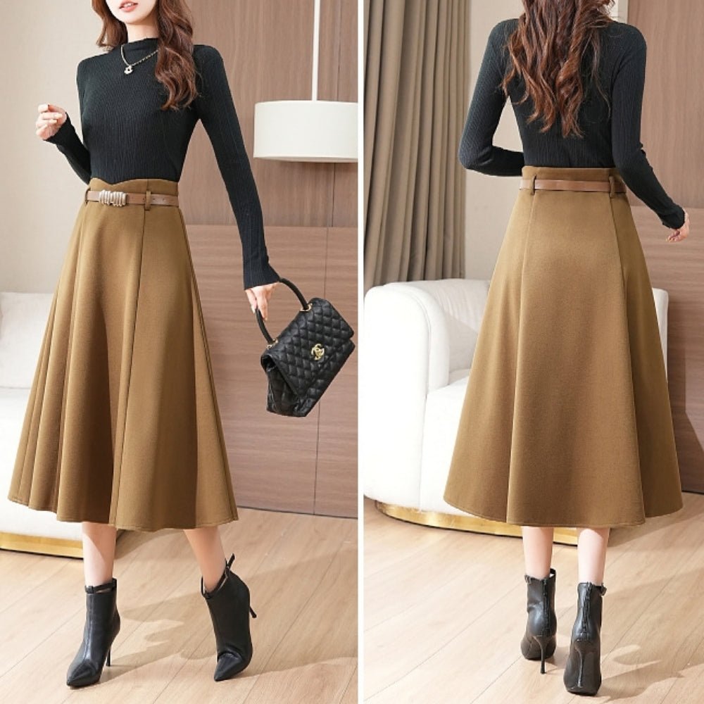 ベルト付きフレアスカート|オフィスカジュアル レディース 通販【ミレジェネ】