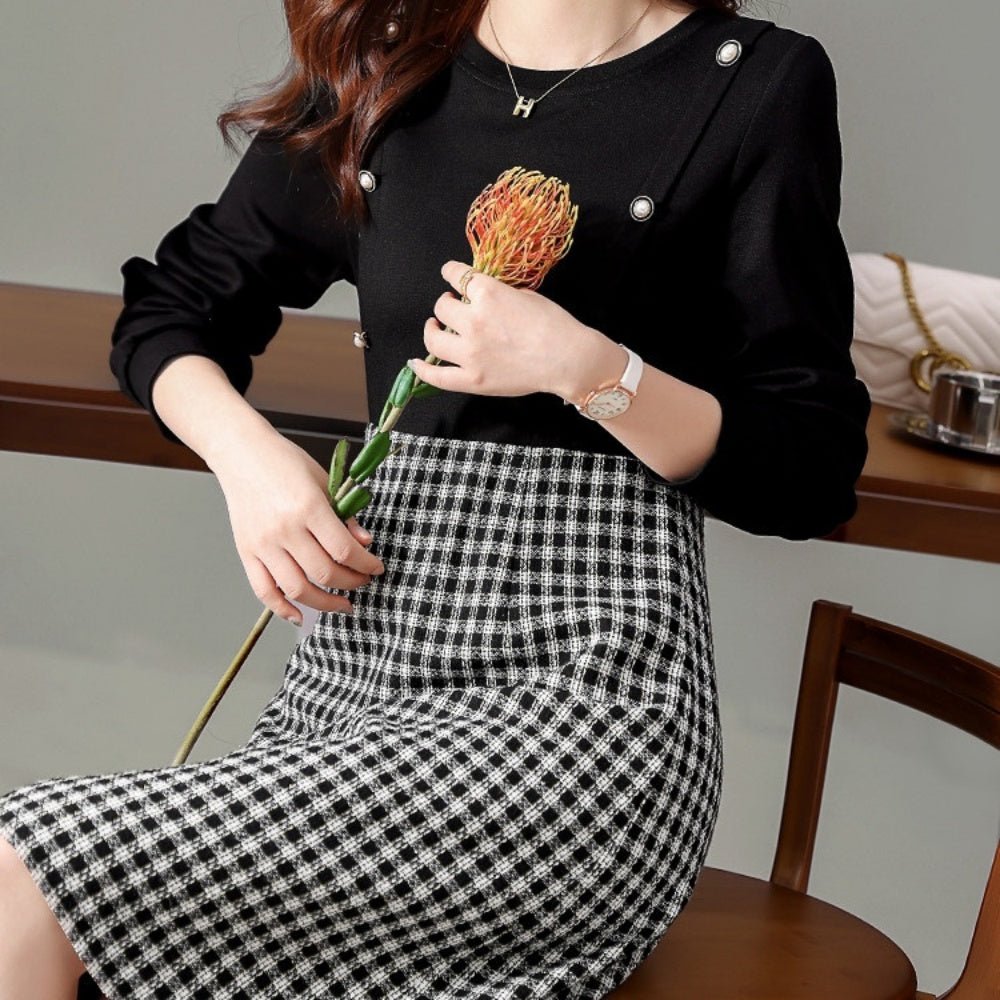 チェック柄ドッキングワンピース|オフィスカジュアル レディース 通販【ミレジェネ】