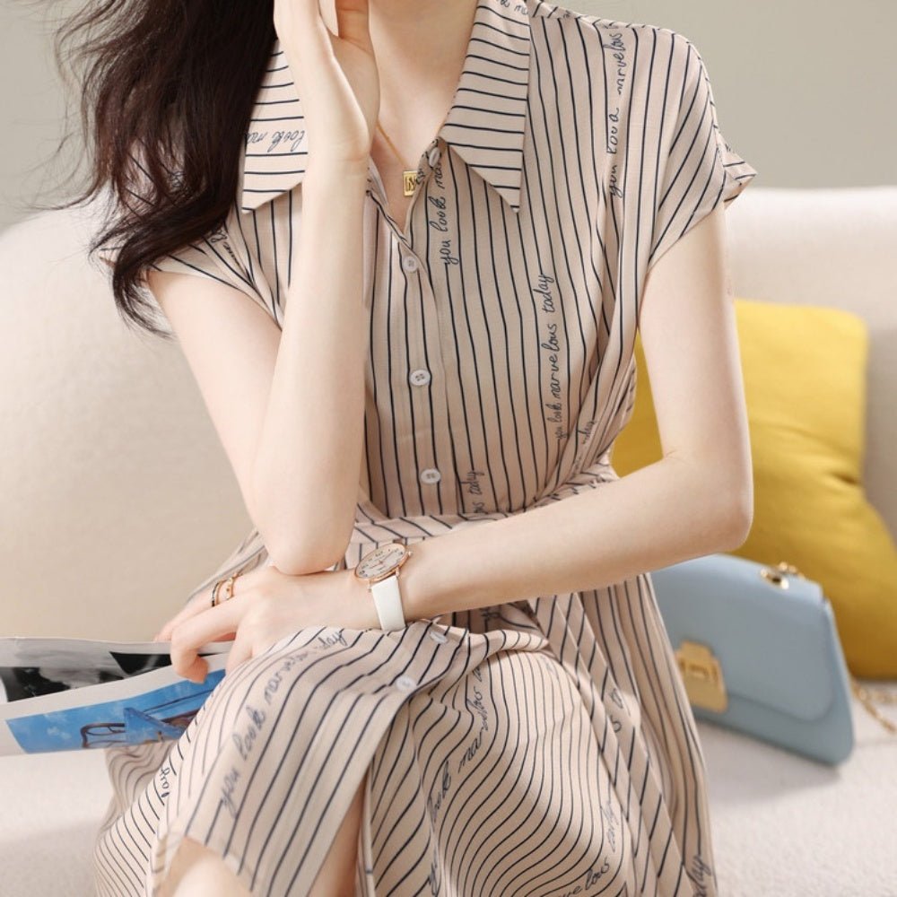 英字プリントシャツワンピース|オフィスカジュアル レディース 通販【ミレジェネ】