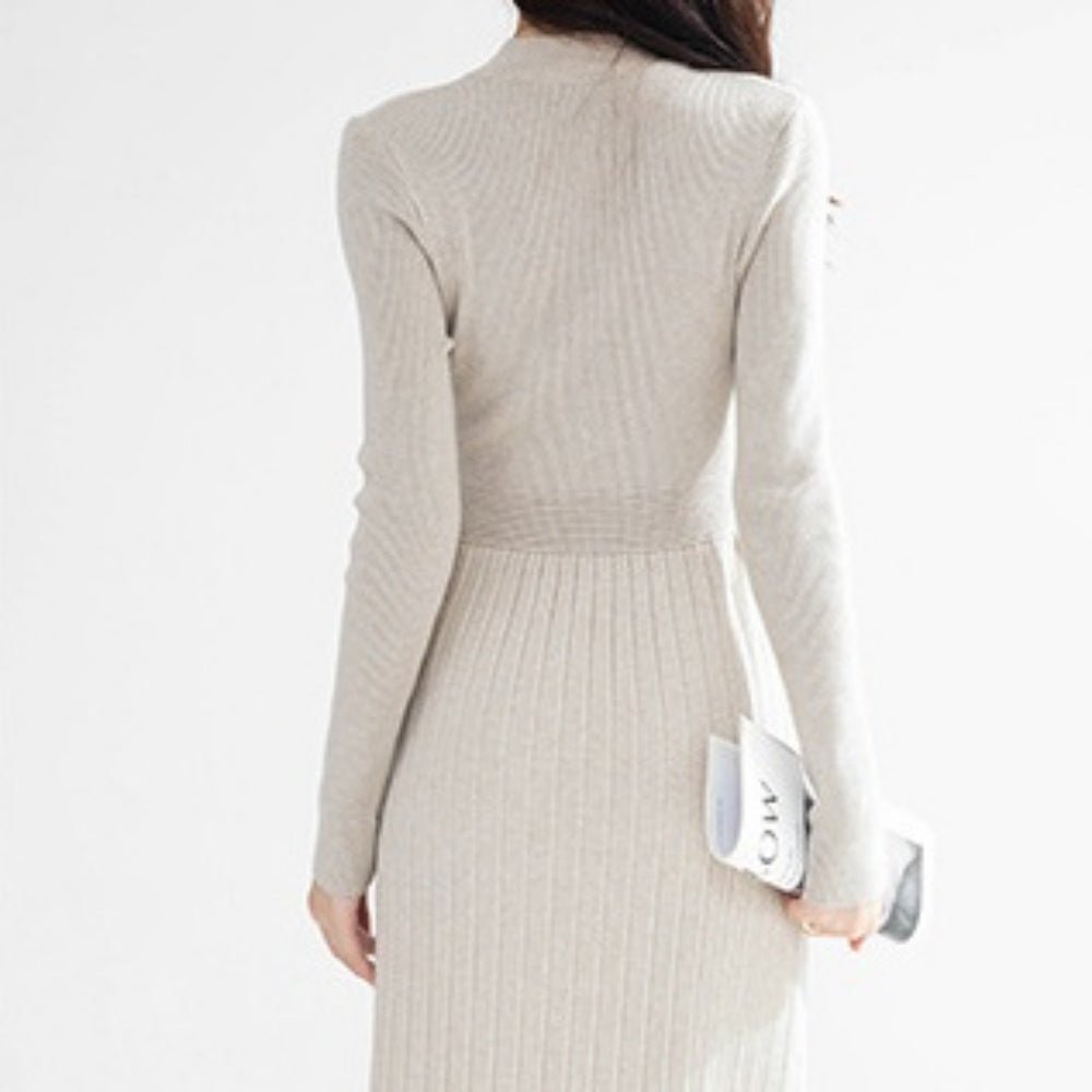 プリーツ風リブニットワンピース|オフィスカジュアル レディース 通販【ミレジェネ】