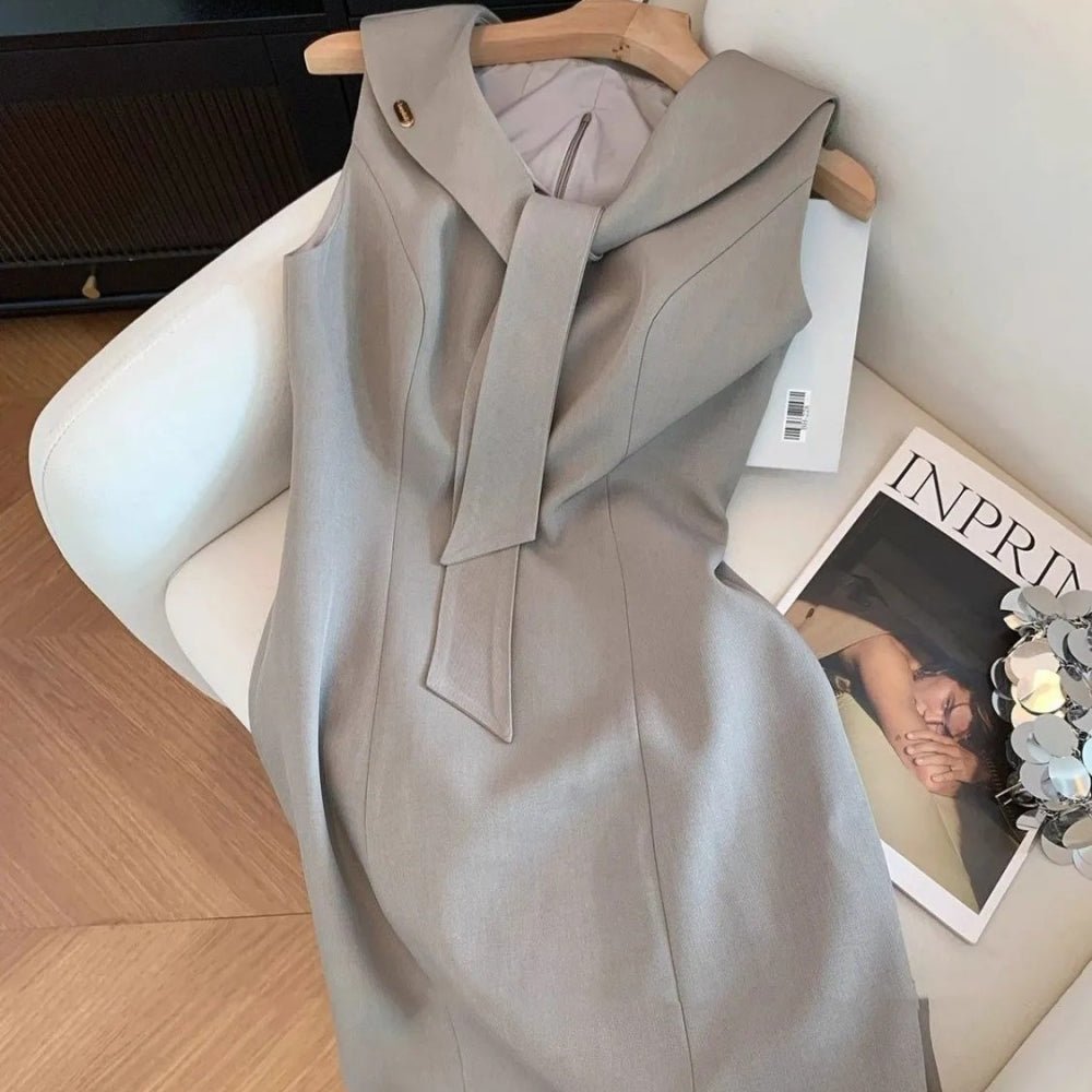 セーラーカラー ボウタイ付きノースリーブワンピース|オフィスカジュアル レディース 通販【ミレジェネ】