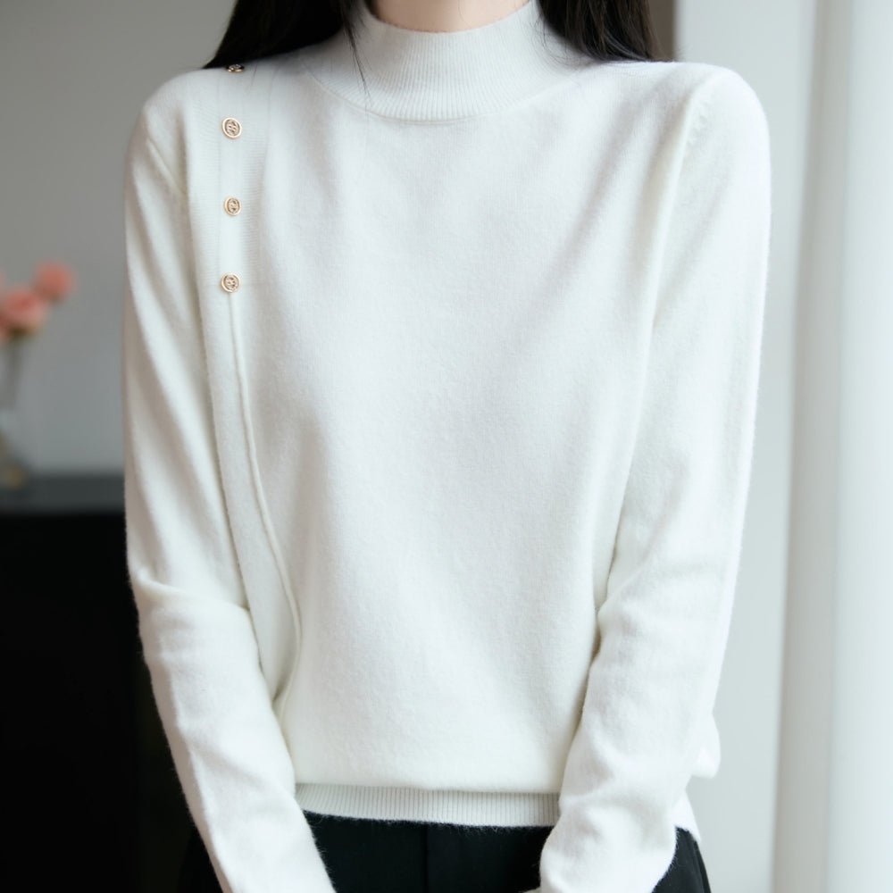 ハイネックボタンデザインニット|オフィスカジュアル レディース 通販【ミレジェネ】