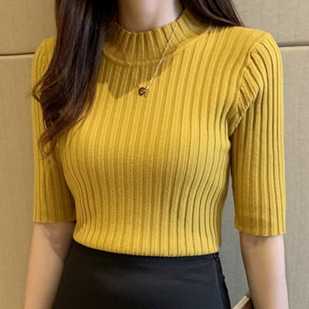 プチハイネック半袖ニット|オフィスカジュアル レディース 通販【ミレジェネ】