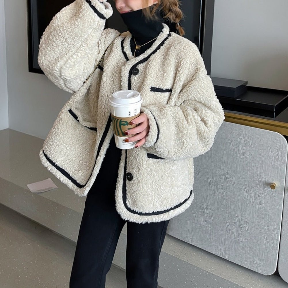 バイカラーボアアウター|オフィスカジュアル レディース 通販【ミレジェネ】