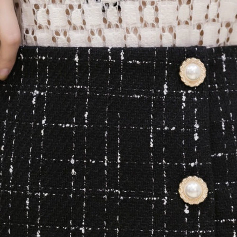 アシメボタンラップ風ツイードスカート|オフィスカジュアル レディース 通販【ミレジェネ】