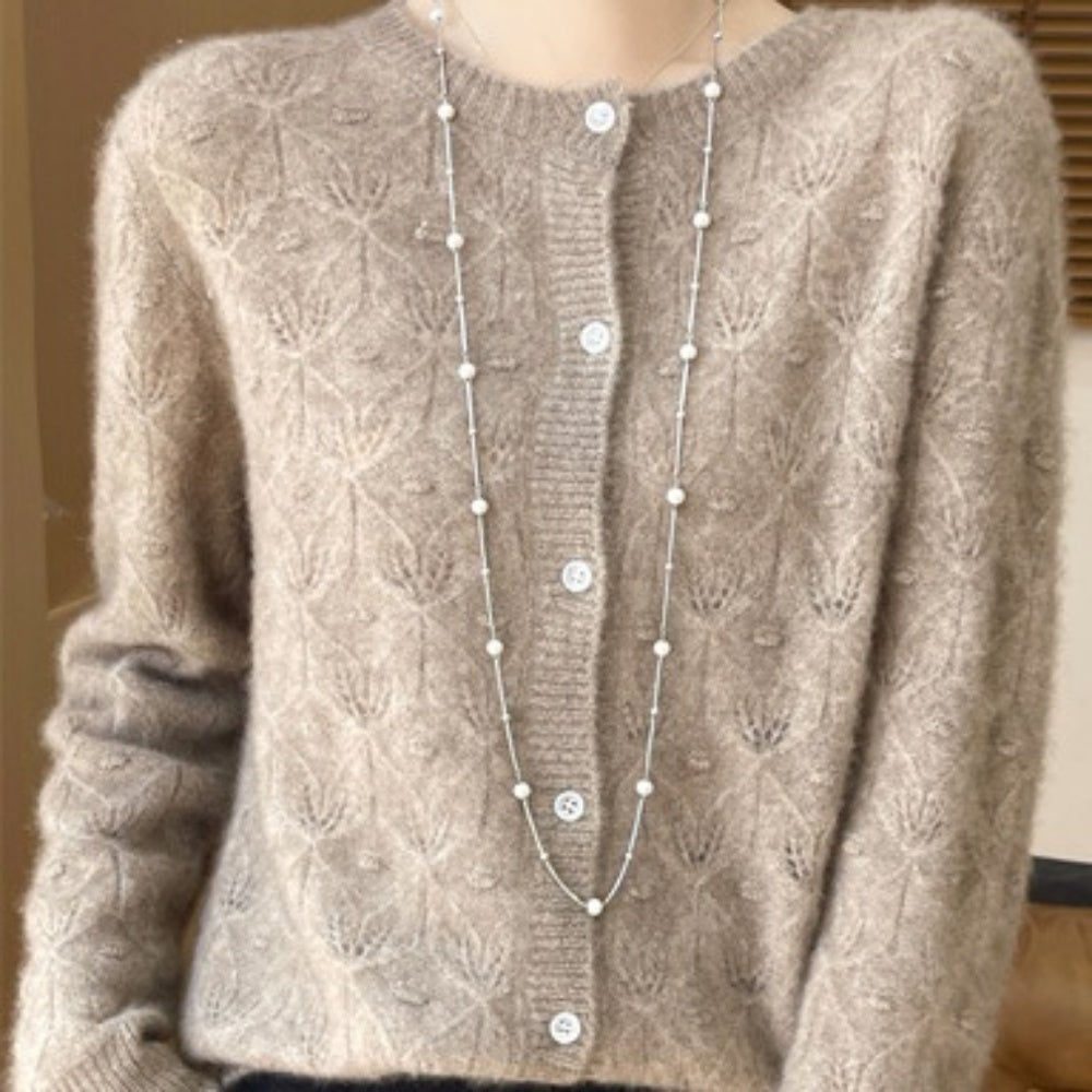 レース調ウールカーディガン|オフィスカジュアル レディース 通販【ミレジェネ】