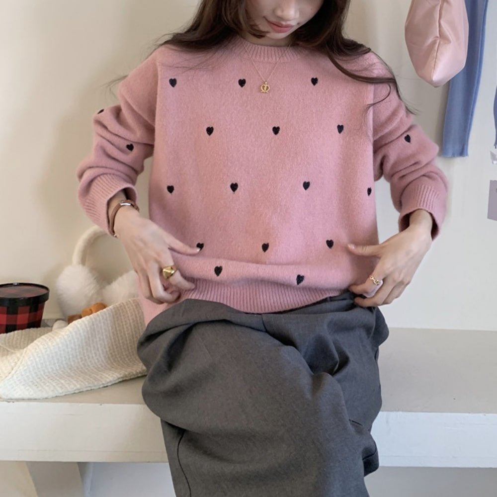 ハートドット刺繍ニットトップス|オフィスカジュアル レディース 通販【ミレジェネ】