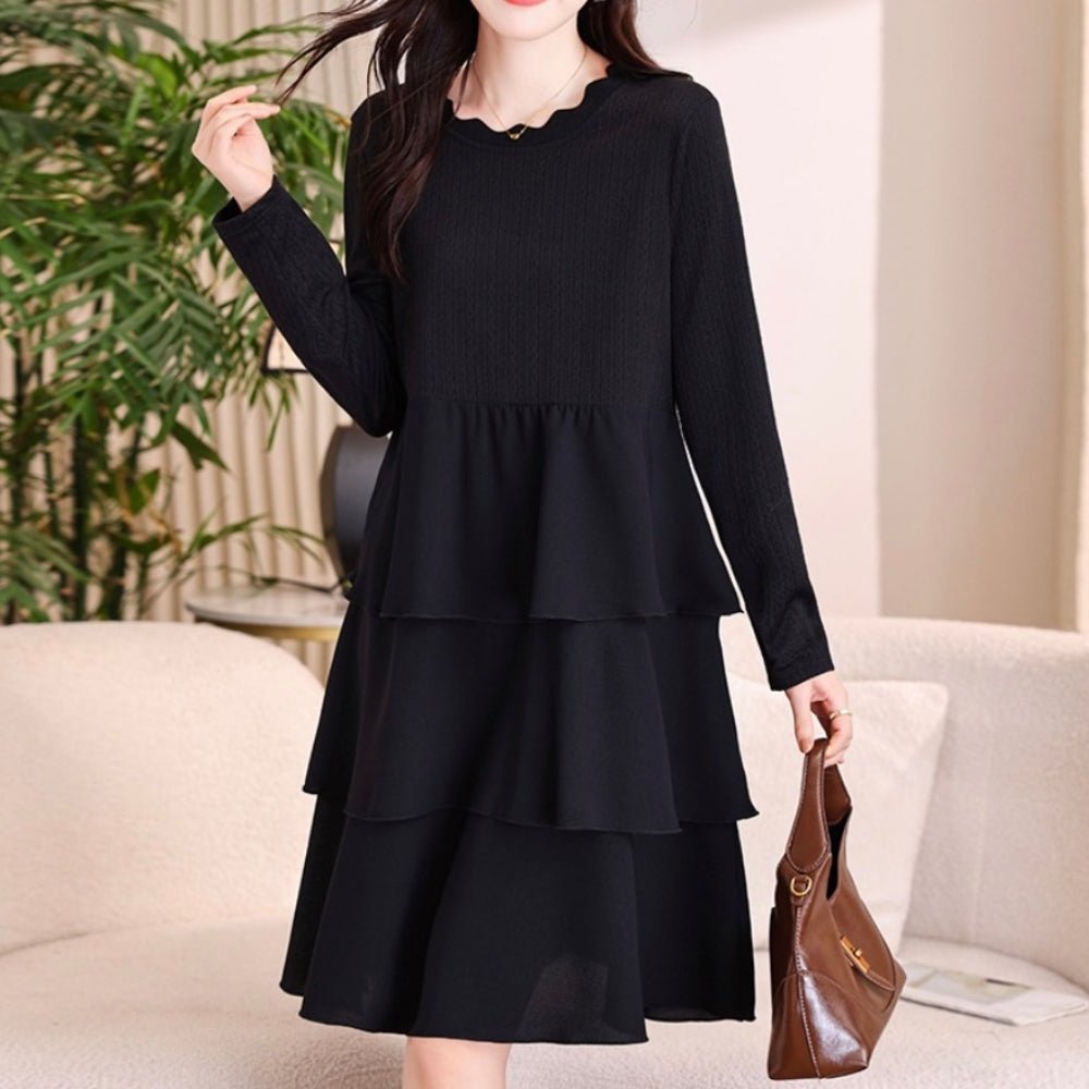 フリル襟ティアードワンピース|オフィスカジュアル レディース 通販【ミレジェネ】