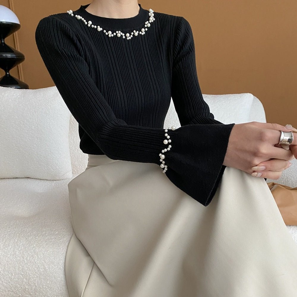 パール付スリムニット|オフィスカジュアル レディース 通販【ミレジェネ】